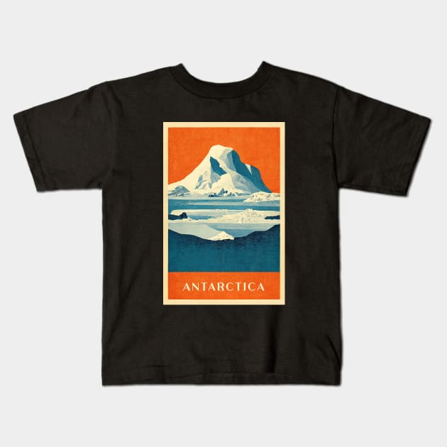 Antarctica Retro Travel Kids T-Shirt by Retro Travel Design